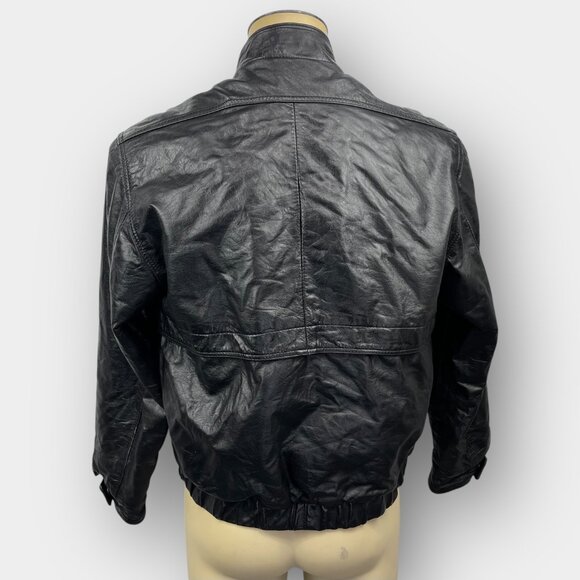 Sears black leather Thinsulate-lined moto / bomber jacket size 42 - Picture 4 of 15